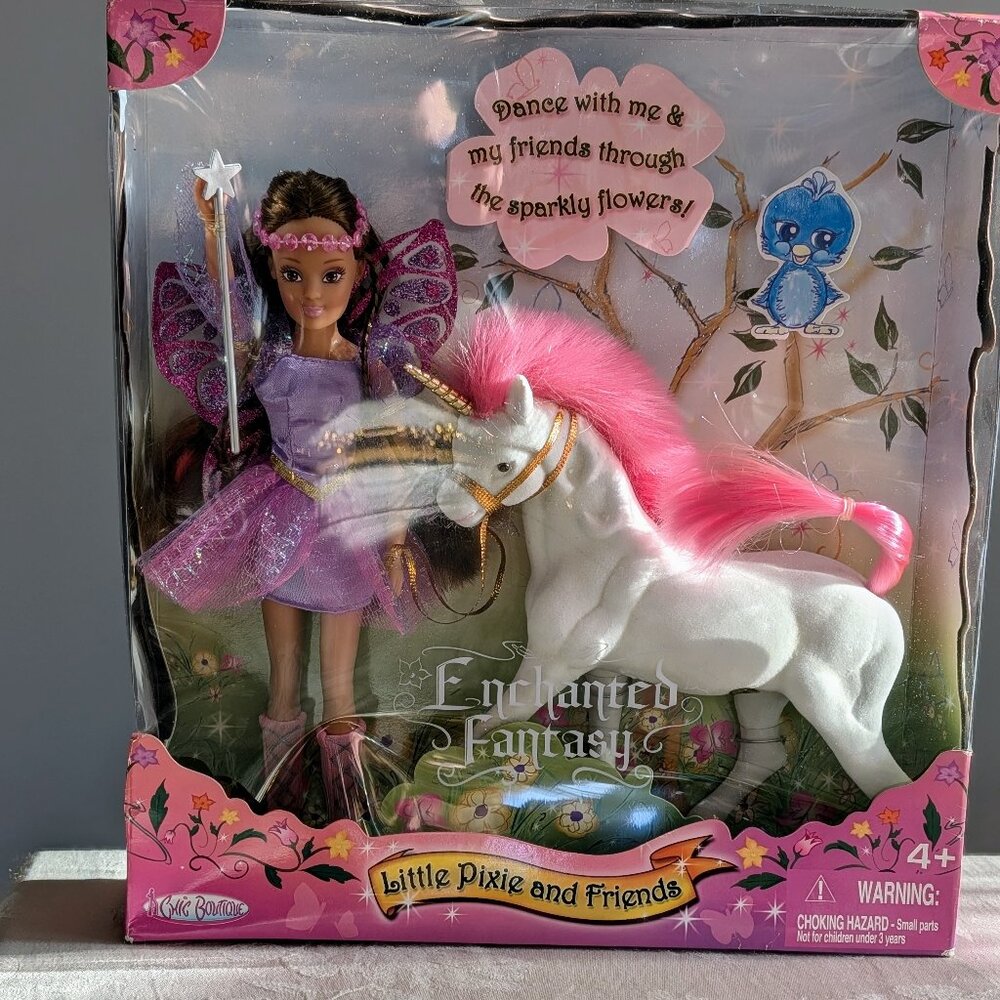 VTG 2006 Enchanted Fantasy Little Pixie & Friends Doll Unicorn NEW Box RARE